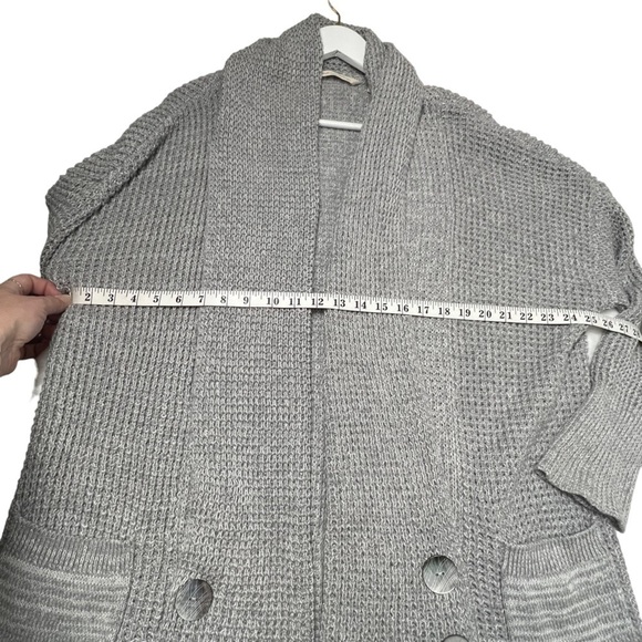 Soft Surroundings Townsend Cardigan Sweater Coat Gray Chunky Knit Size Large - Picture 6 of 10